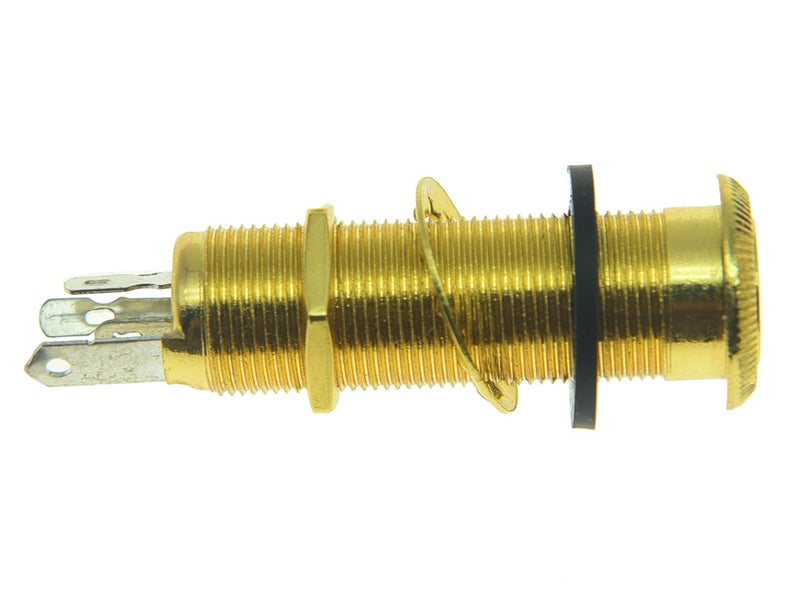 KAISH Stereo Copper Guitar Bass Barrel Jack Cylinder Input/Output Jacks 4 Pins Gold - Image 4